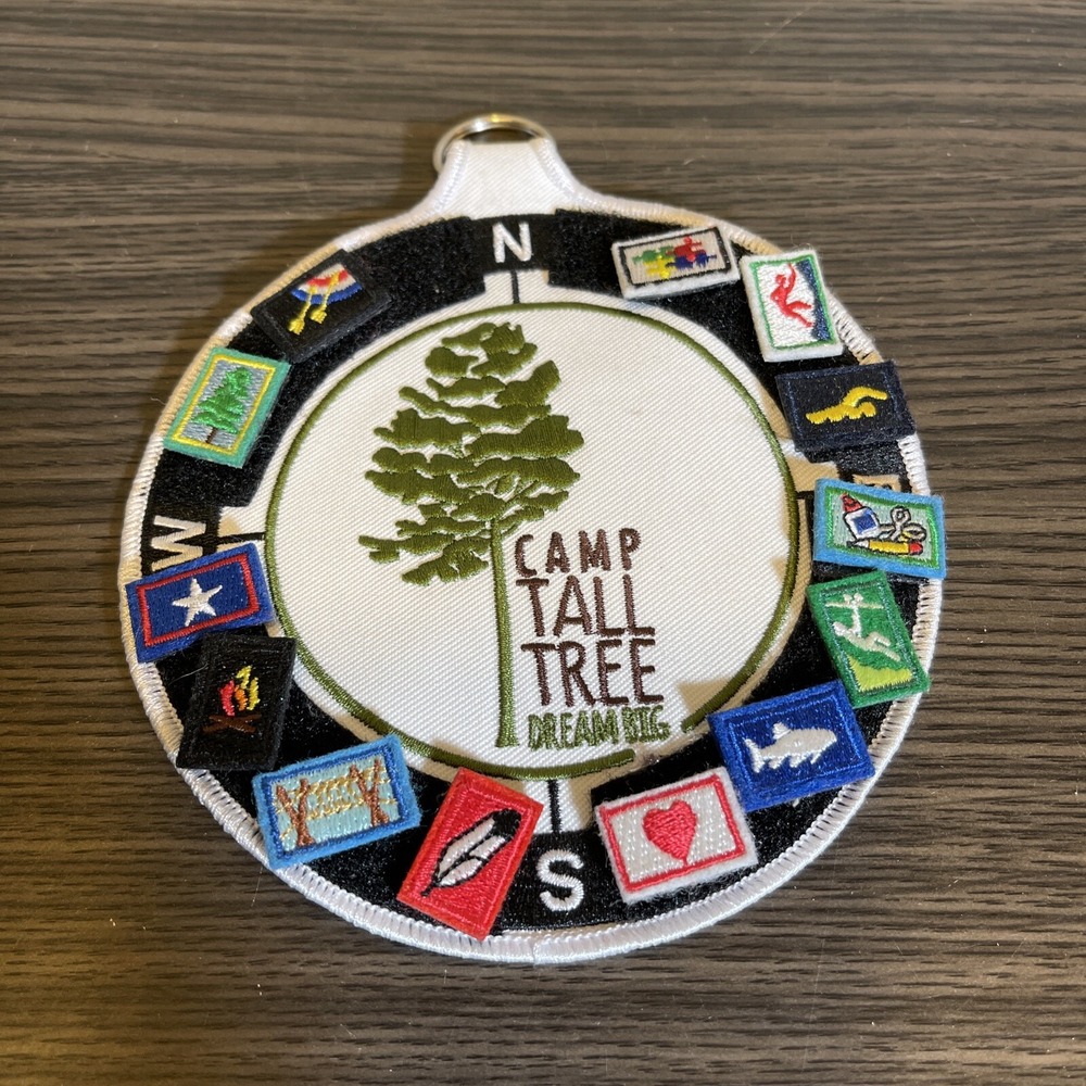 Camp Tall Tree Dream Big Badge Holder With 13 Removable Awards.  Hook And Loop